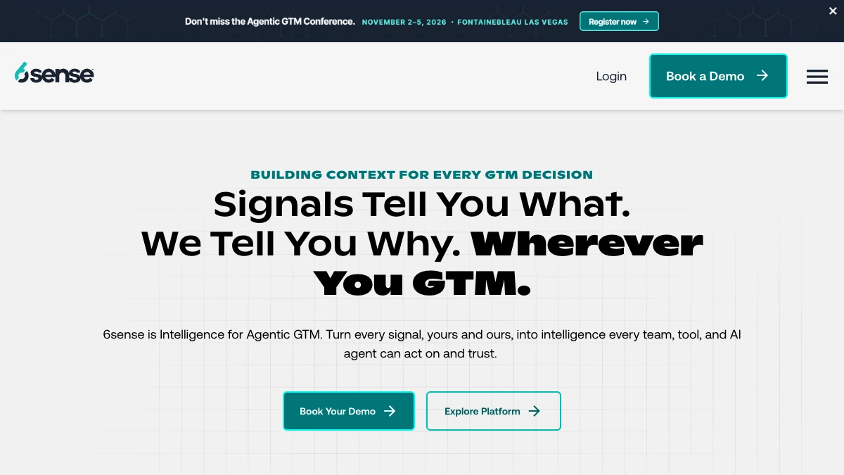 6sense homepage, September 2026