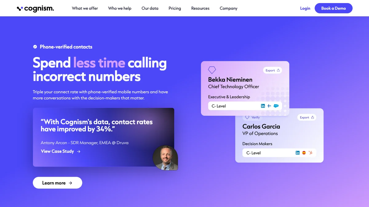 Cognism Diamond Data page promoting phone-verified contacts and GDPR-compliant enrichment