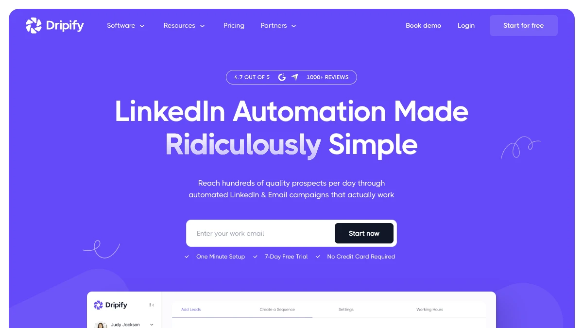 Dripify homepage, September 2026 — LinkedIn automation