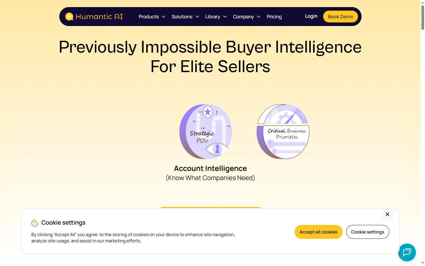 Humantic AI platform homepage showing buyer intelligence features and DISC profiling for sales teams