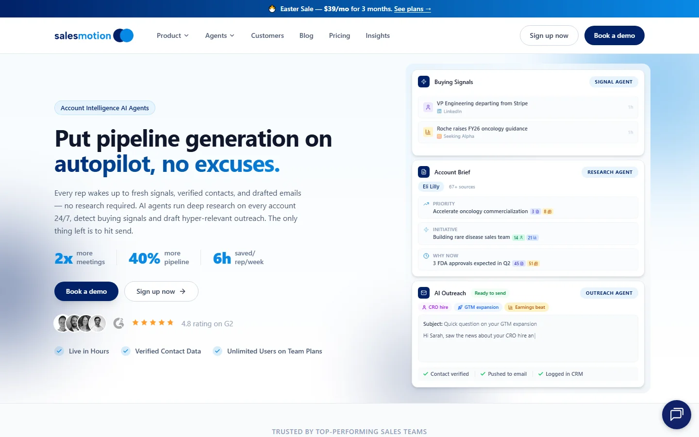 Salesmotion homepage — AI signal-based selling platform for account intelligence