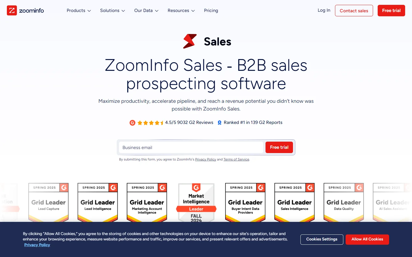 ZoomInfo platform UI — enterprise B2B contact database and sales intelligence